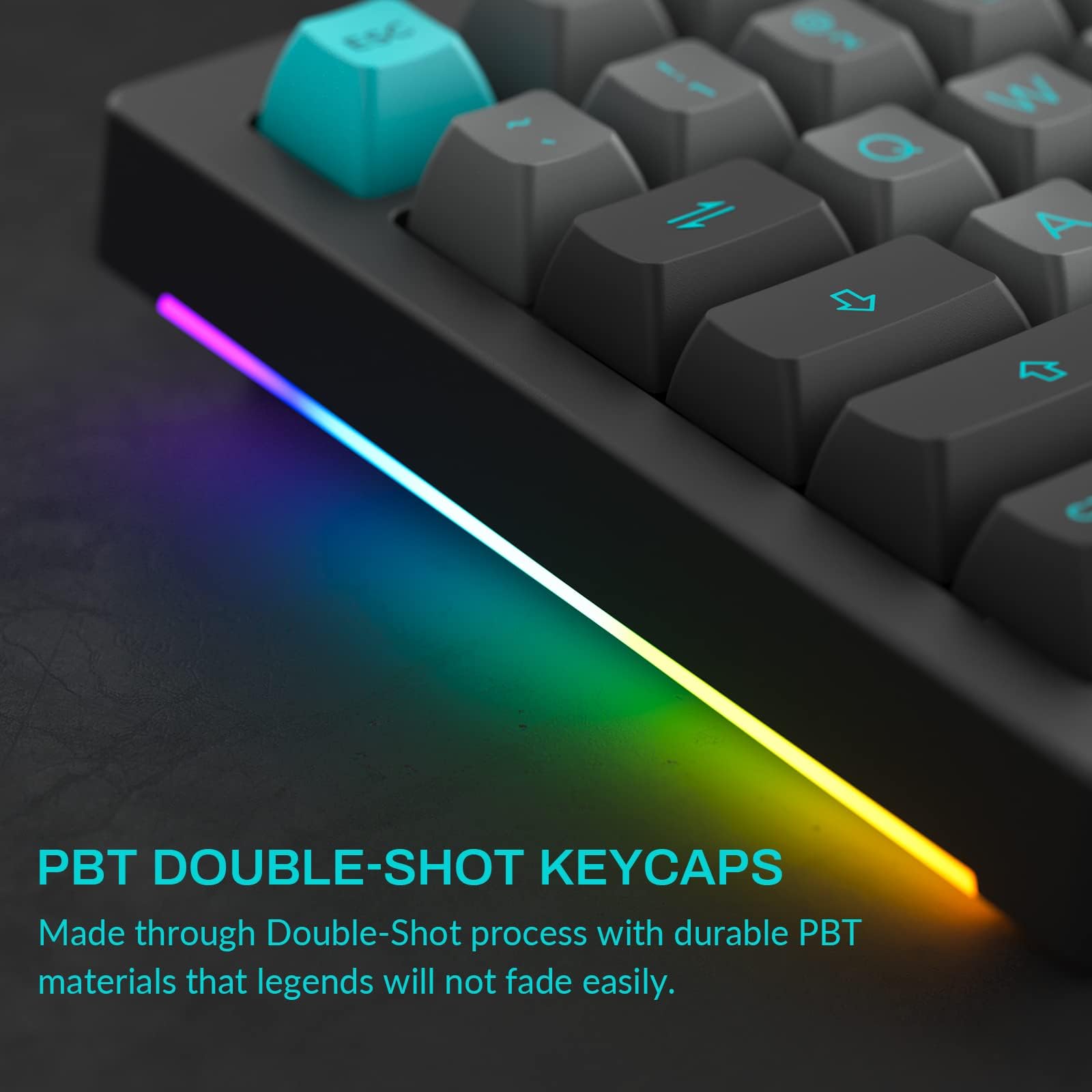 Akko 5075B Plus Mechanical Keyboard 75% Percent Rgb Hot Swappable Keyboard With Knob, Black&Cyan Theme With Pbt Double Shot Asa
