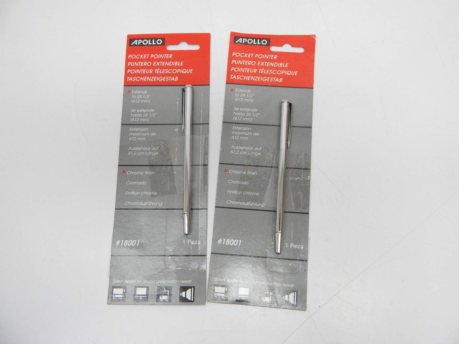 Slimline Pen Size Pocket Pointer With Clip [Set Of 2]