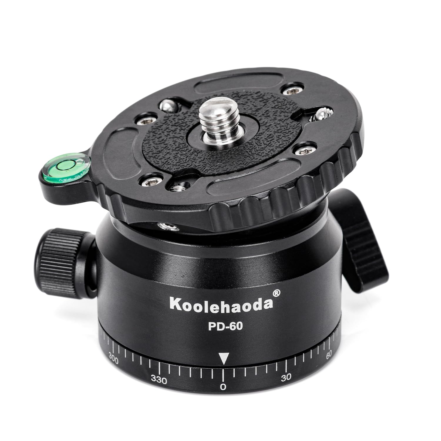 Koolehaoda Tripod Leveling Base Camera Leveler Tripod Head 66mm Half Ball Inclination 15 and 360 Panoramic, 1/4-3/8 Mounting Scr