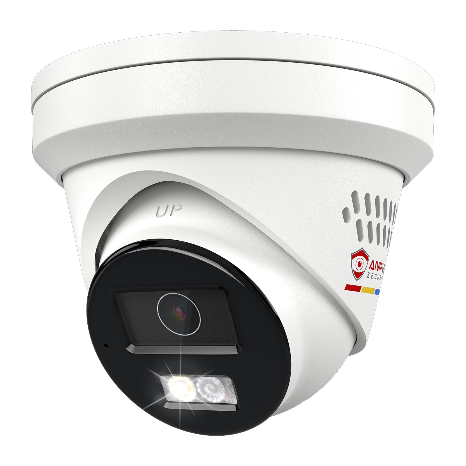 Anpviz 5Mp Ip Poe Camera,Active Deterrence Turret Ip Security Camera Outdoor, 2 Way Audio, Human/Vehicle Detection, Smart Color