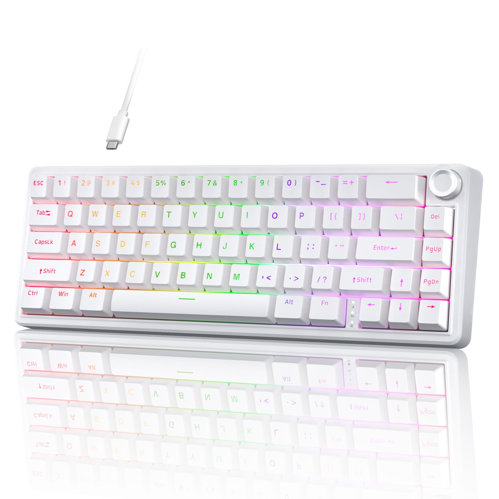 TMKB T68E 60% Wired Gaming Mechanical Keyboard, RGB Backlit Hot-Swappable Gasket Mount, Creamy Keyboard with Pre-Lubed Blueberry