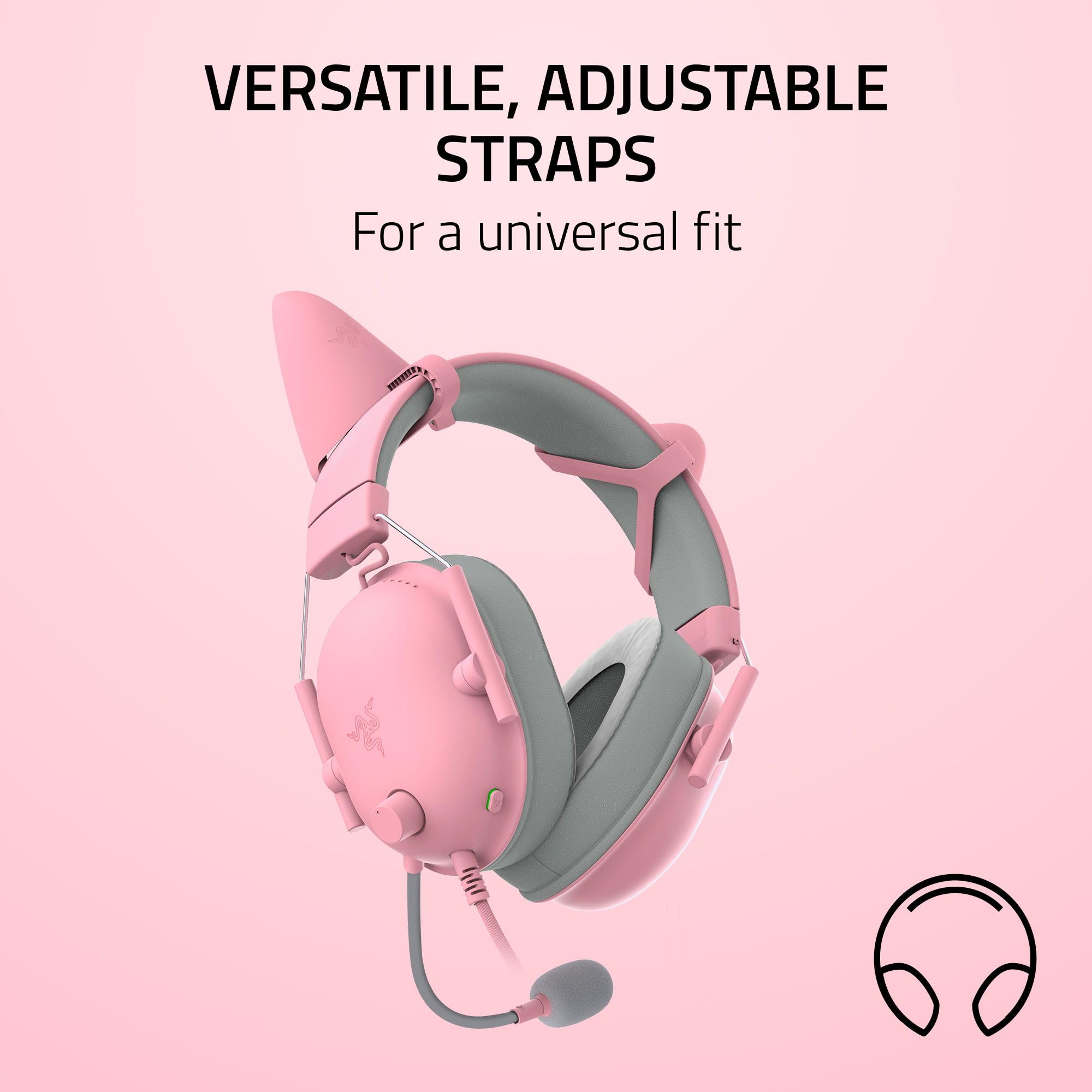 Razer Kitty Ears V2 - Universal Fit Clip-On Kitty Ears For Headsets (Clip-On Kitty Ears, Versatile, Adjustable Straps, 26G Light
