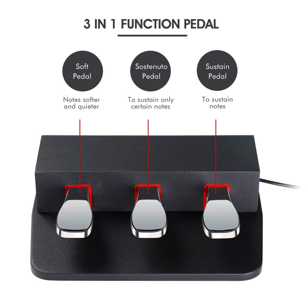 Atnedcvh 3 Pedal For Digital Keyboard Piano, Three Pedal Unit For Yamaha P85 P95 P48 P105 P115 Electric Pianos Keyboards