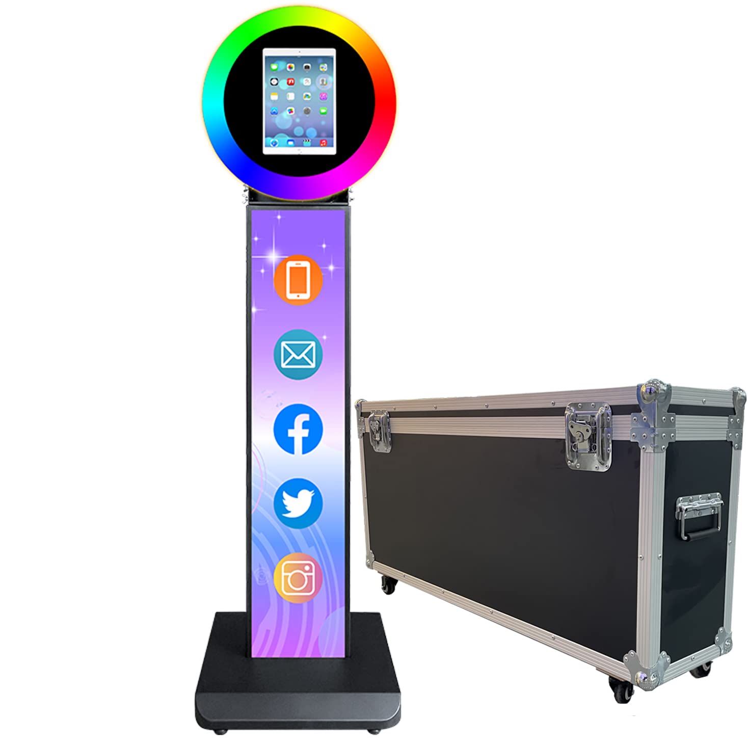 Hitugu Portable Photo Booth For Ipad 10.2In 10.9In 11In 12.9In,Metal Shell Selfie Station Photobooth Machine,Rgb Ring Light,Free