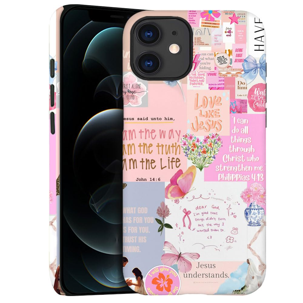 Case for iPhone 12 - Slim Fit Anti-Scratch Phone Case for Girl Women - Christian Collage Jesus (Frosted)