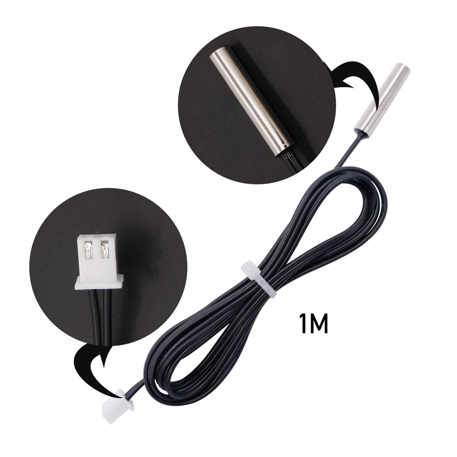 Twtade 5 Pcs 1M 10K B3950 Thermistor Temperature Sensor,Able To Support  25 To 125 Degree Celsius,Sensitive Ntc Temperature Sens