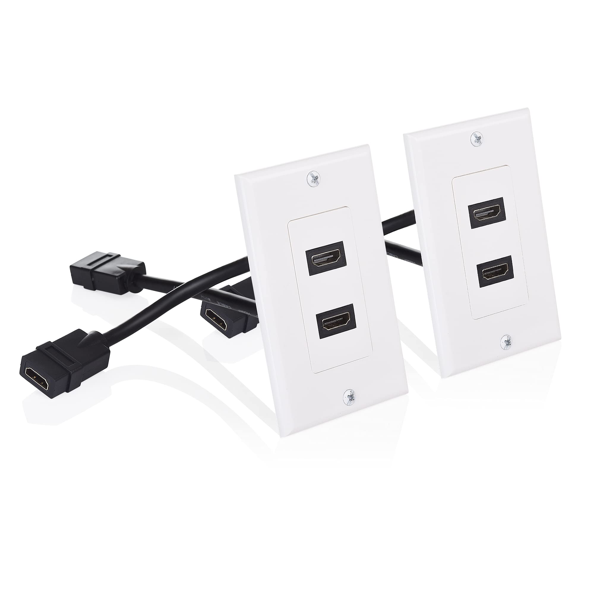 Cable Matters 2 Pack 2 Port HDMI Wall Plate in White (4K UHD, ARC, and Ethernet pass thru support)