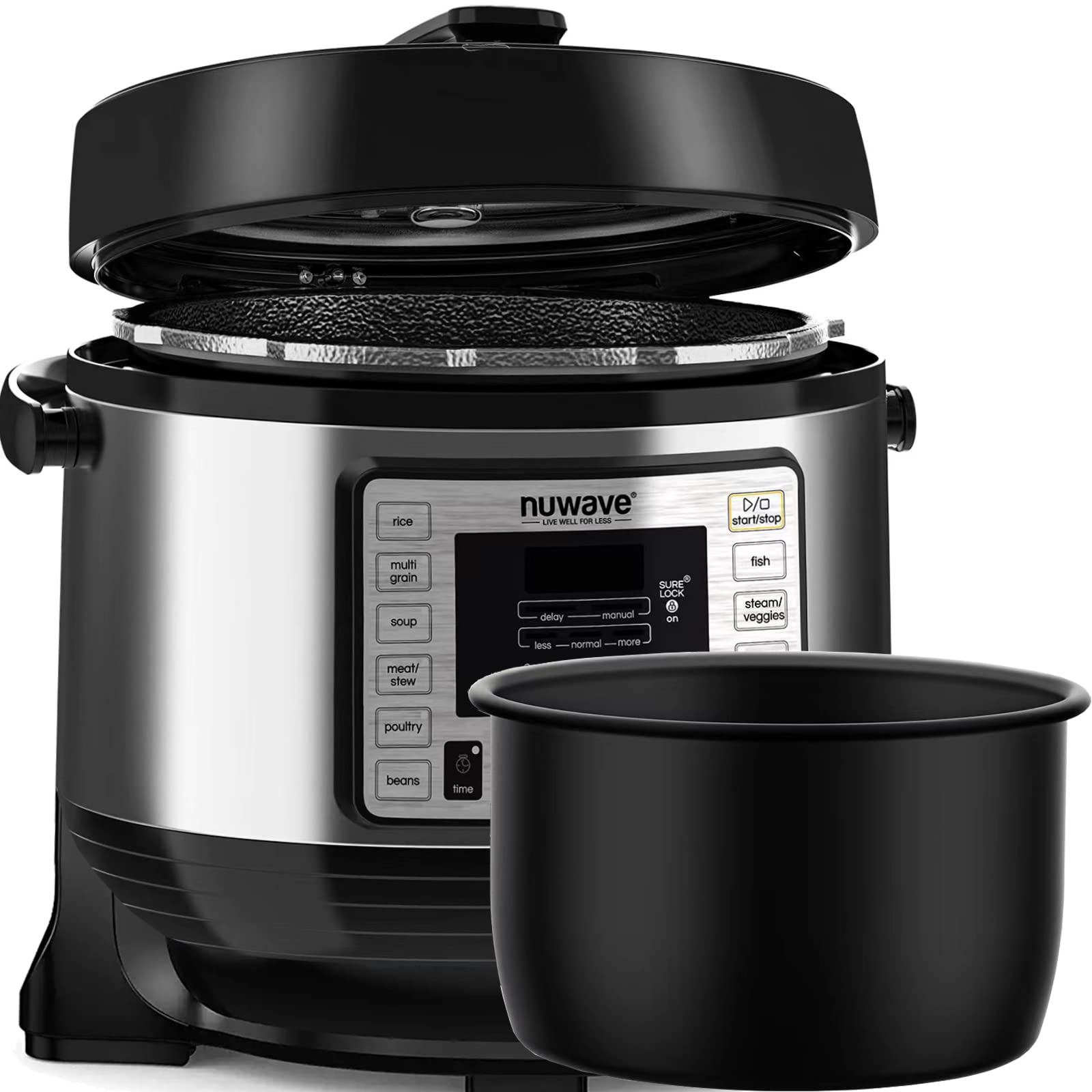 NUWAVE Nutri-Pot 6-Quart Digital Pressure Cooker with Sure-Lock Safety System; Dishwasher-Safe Non-Stick Inner Pot; 11 Pre-Progr