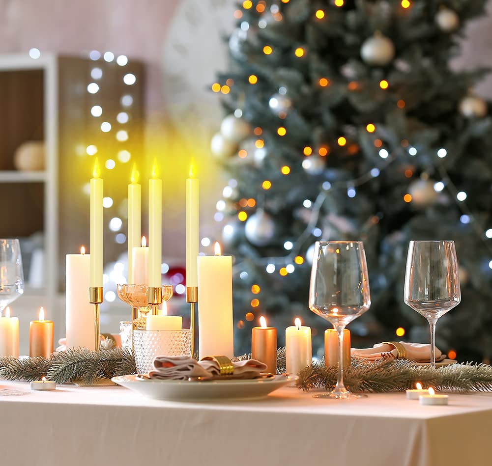 Sharemoon Window Candles Flickering Battery Operated With Remote And Timer, 9 Pack Electric Flameless Taper Candles With Magneti