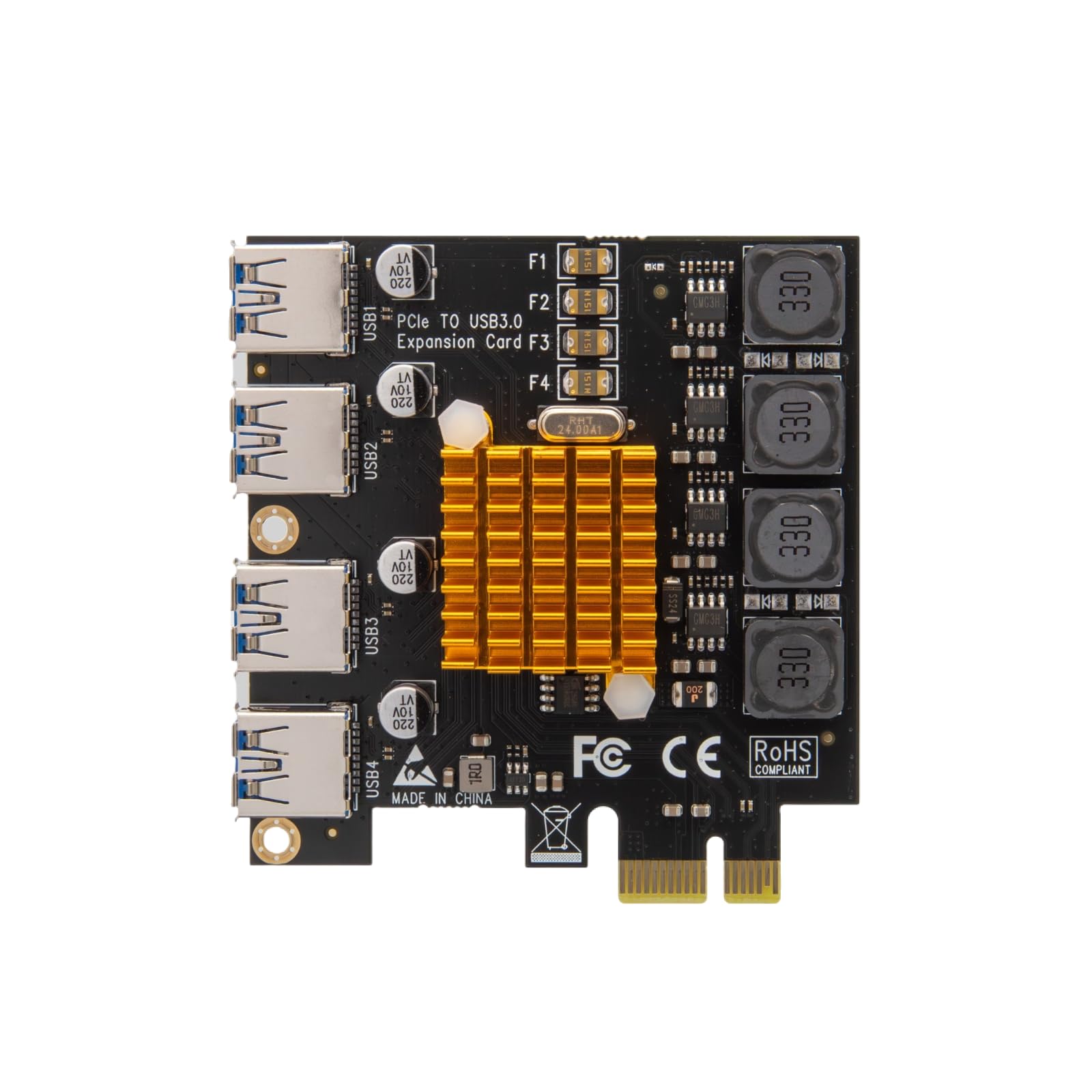 Pci E To Usb 3.0 4 Port Expansion Card, Internal Converter Pci Express Expansion Card For Desktop Pc Card, Support Casaos, Windo