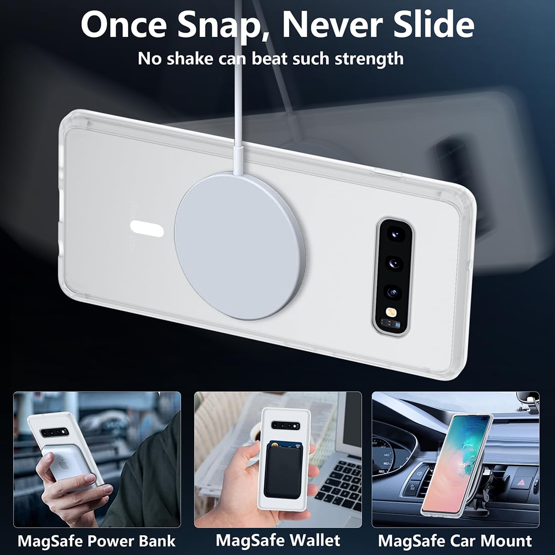 Tianniuke Magnetic Case For Samsung Galaxy S10 Plus, Translucent Matte Anti Fingerprint,Compatible With Magsafe,Slim Fit Shockpr