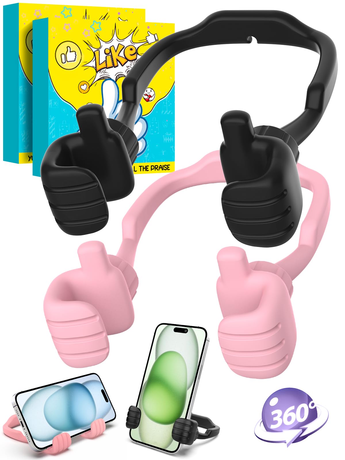 Caldever Stocking Stuffers Gifts For Teens Girls Boys Cell Phone Stand For Women Men Adults Kids Adjustable Lazy Thumbs Up Phone