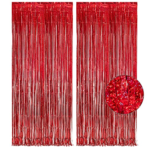 Red Fringe Curtains Party Decorations Backdrop   Greatril Foil Tinsel Curtain Cortinas Para Fiestas Decoracion Backdrop For Stra
