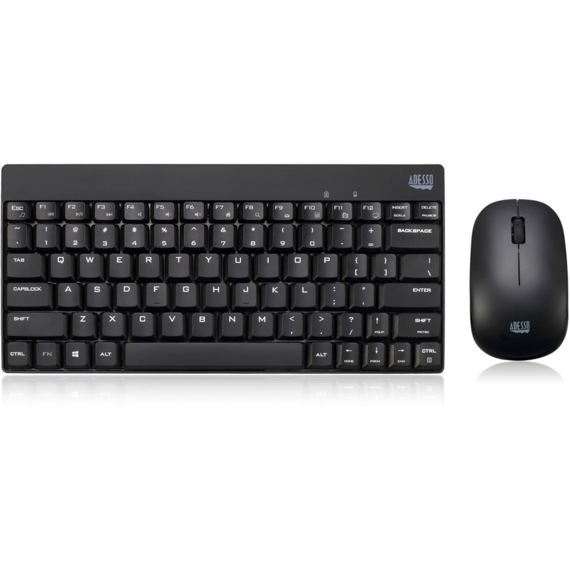 Adesso Wkb-1100Cb Natural Ergonomic Wireless Spill Resistant Mini Keyboard & Mouse Combo,Black