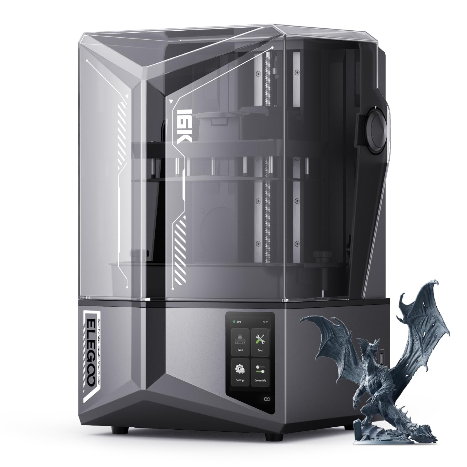 ELEGOO Saturn 4 Ultra 16K Resin 3D Printer with 10 16K Mono LCD and Flip-up Lid, Smart Tank Heating at 30 C, 150mm/h High Speed 