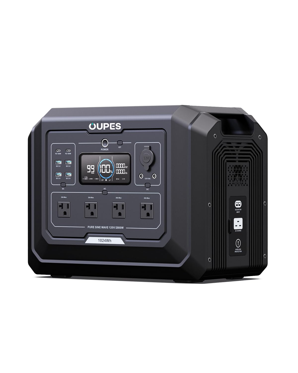 OUPES Power Station Mega 1 & B2 Extra Battery, 3072Wh Power Supply w/ 4 2000W AC Outlets (4500W Peak), LiFePO4 Battery Power for