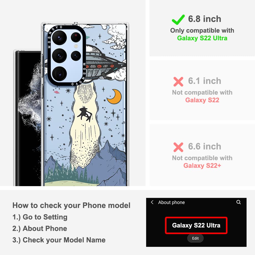 MOSNOVO Phone Case Samsung Galaxy S22 Ultra Buffertech Shockproof Plastic UFO Design