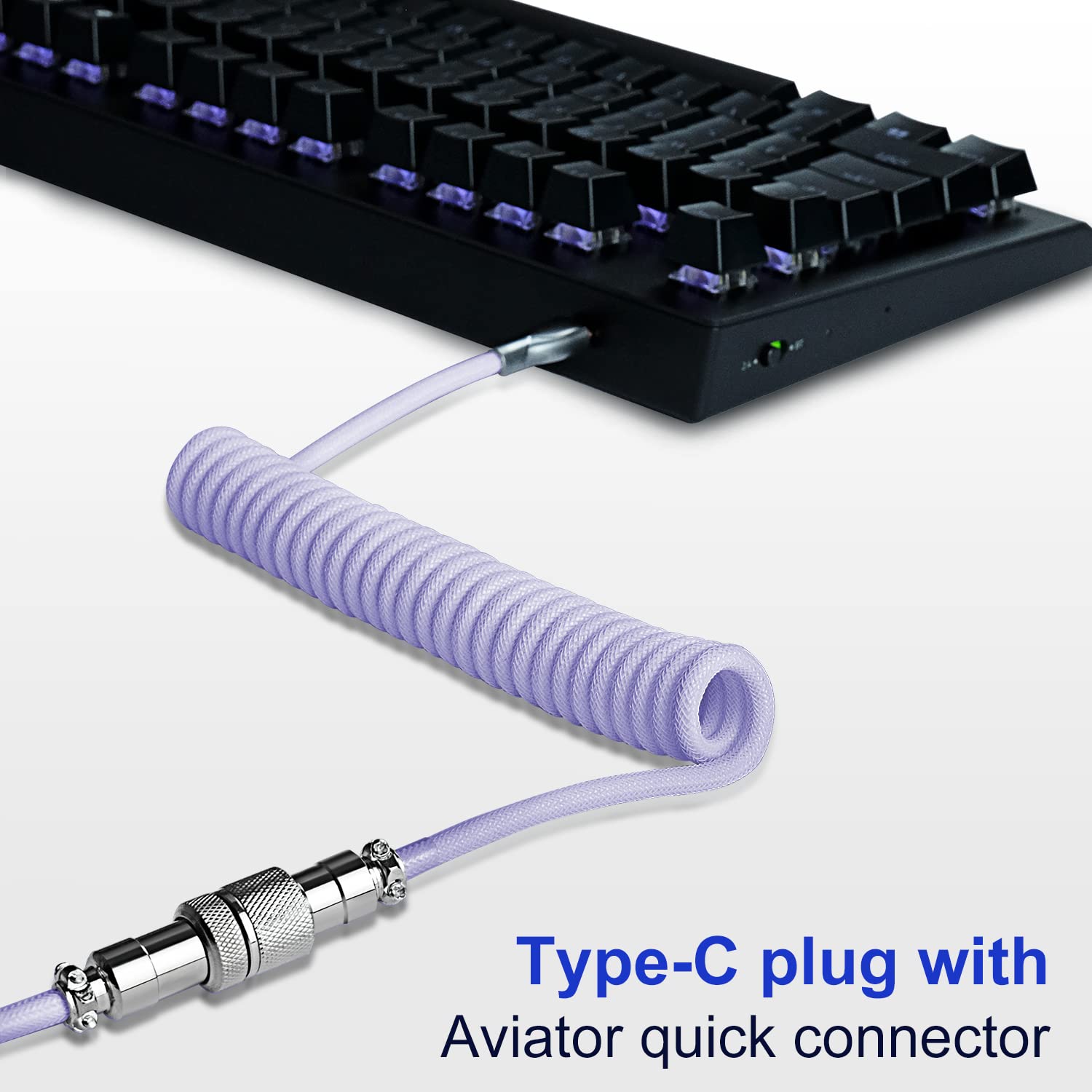 Ucinnovate Coiled Keyboard Cable, Pro Custom Coiled Usb C Cable For Gaming Keyboard, Double Sleeved Mechanical Keyboard Cable Wi