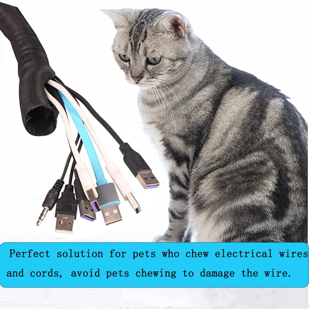 Hegebeck 32Ft   1/4 Pet Expandable Braided Sleeving, Wire Loom Tubing Cable Sleeve For Tv, Computer, Home Theater, Usb Cable, Po