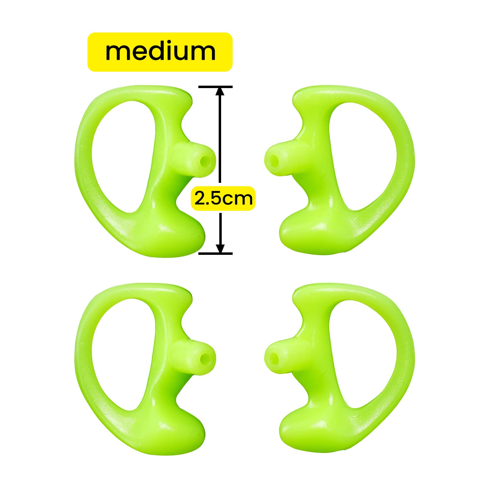 Yolipar Replacement Soft Silicone Eardud Earmold For Walkie Talkie Audio Kit Air Acoustic Tube Earpiece Headset (Green, Medium(2