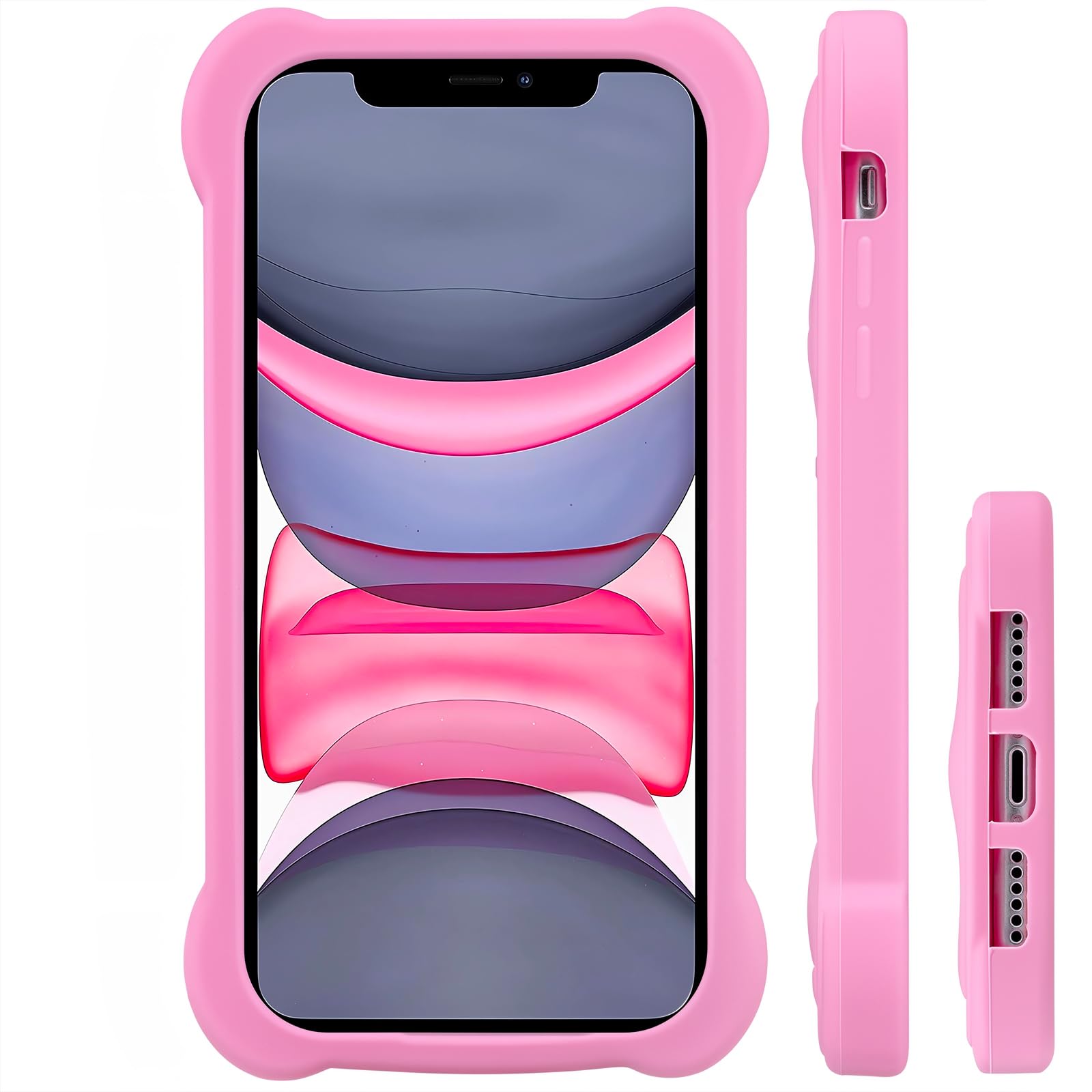 Mouzor Cute Pink Rainbow Unicorn Case Compatible With Iphone 11 Case, Horse Kawaii Animals 3D Cartoon Soft Silicone Heavy Duty P