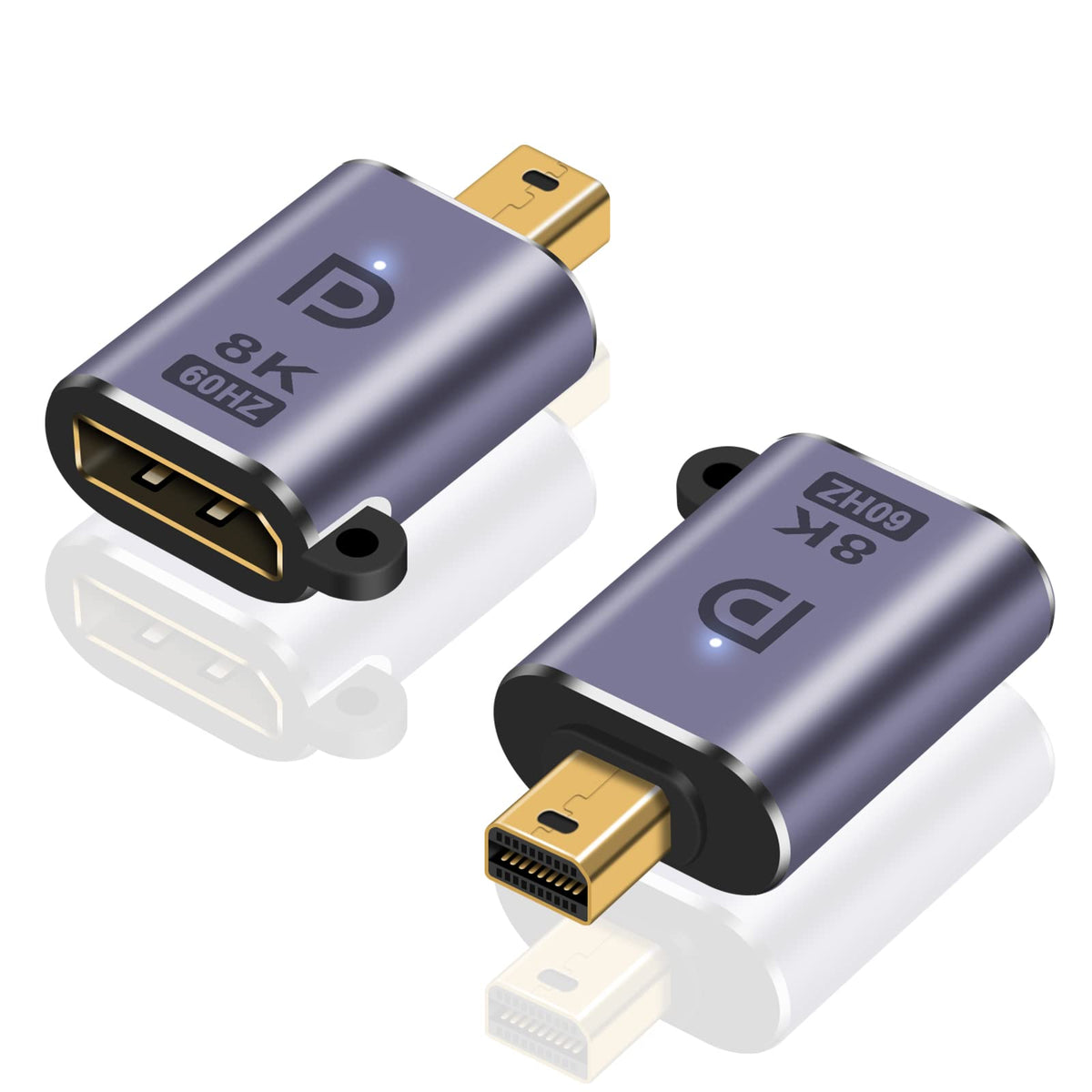 Poyiccot Mini Displayport To Displayport Adapter 8K, Mini Dp To Dp Adapter, 8K@60Hz Mini Displayport Male To Displayport Female