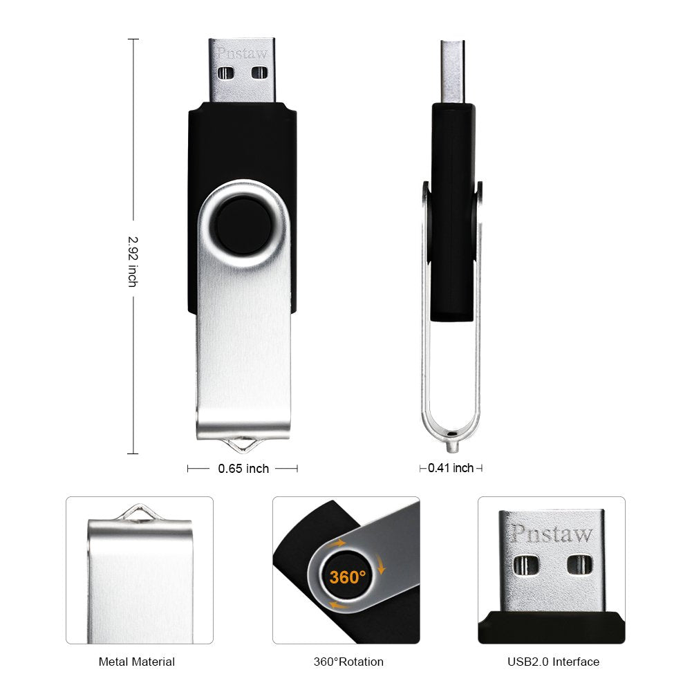 32Gb Usb 2.0 Flash Drive Pnstaw Swivel Memory Stick Thumb Drive Pen Drives Jump Drive For Data Storage, File Sharing(10 Pack,Multi Color) (32Gb)