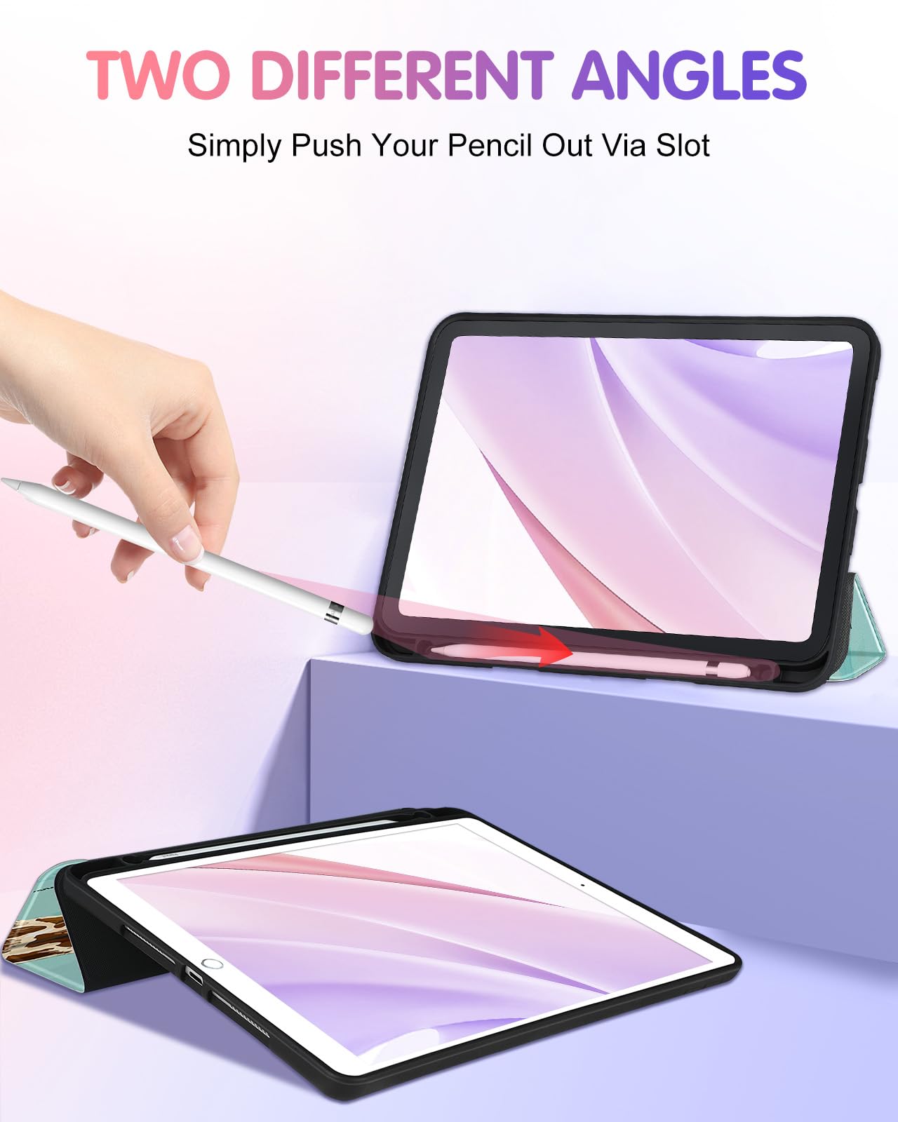 Uppuppy For Ipad 9Th/8Th/7Th Generation Case 10.2 Inch Girls Cute Women Folio Smart Cover With Pencil Holder Giraffe Cartoon Coo