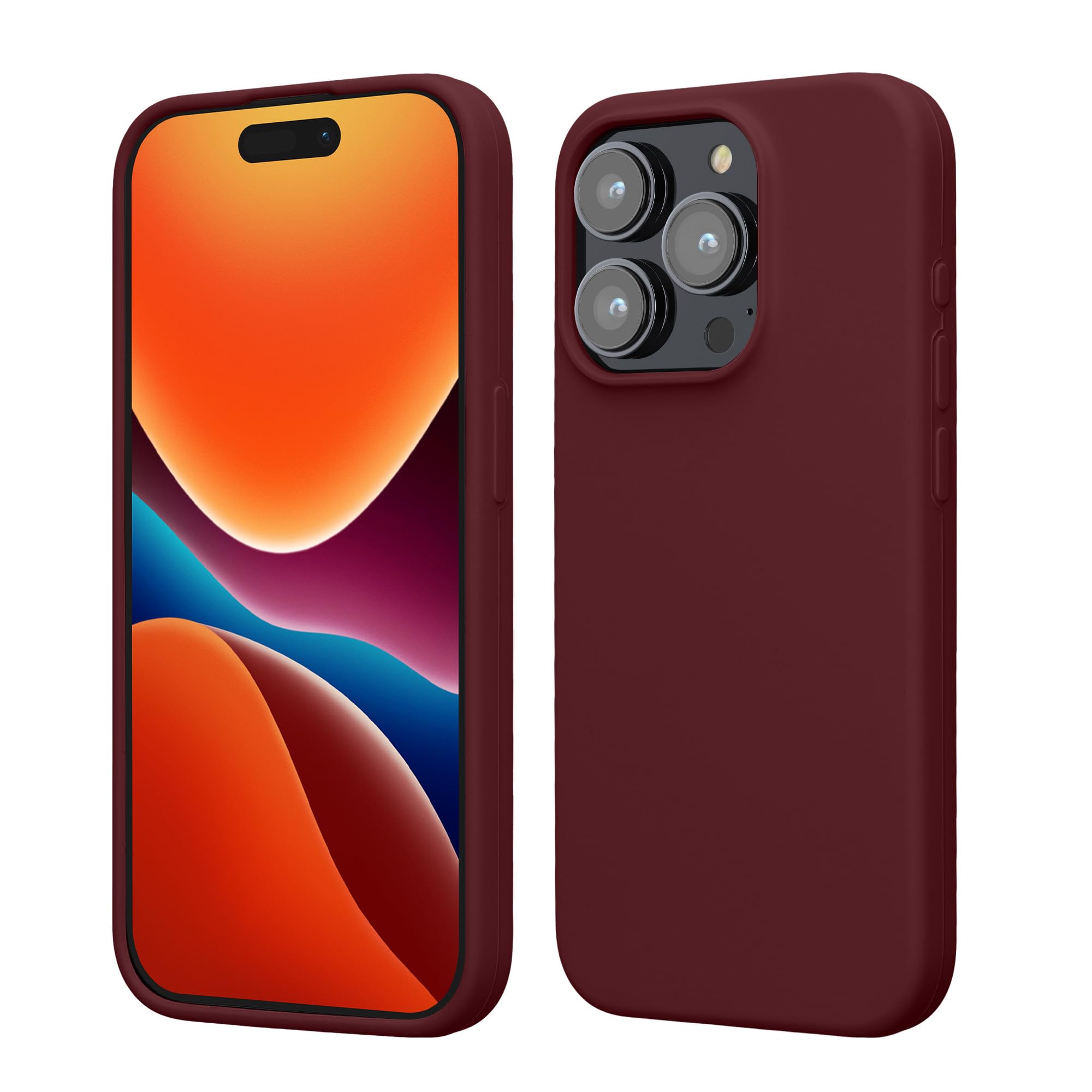 kwmobile Case Compatible with iPhone 15 Pro Case - Slim Soft TPU Silicone Cover - Bordeaux Violet