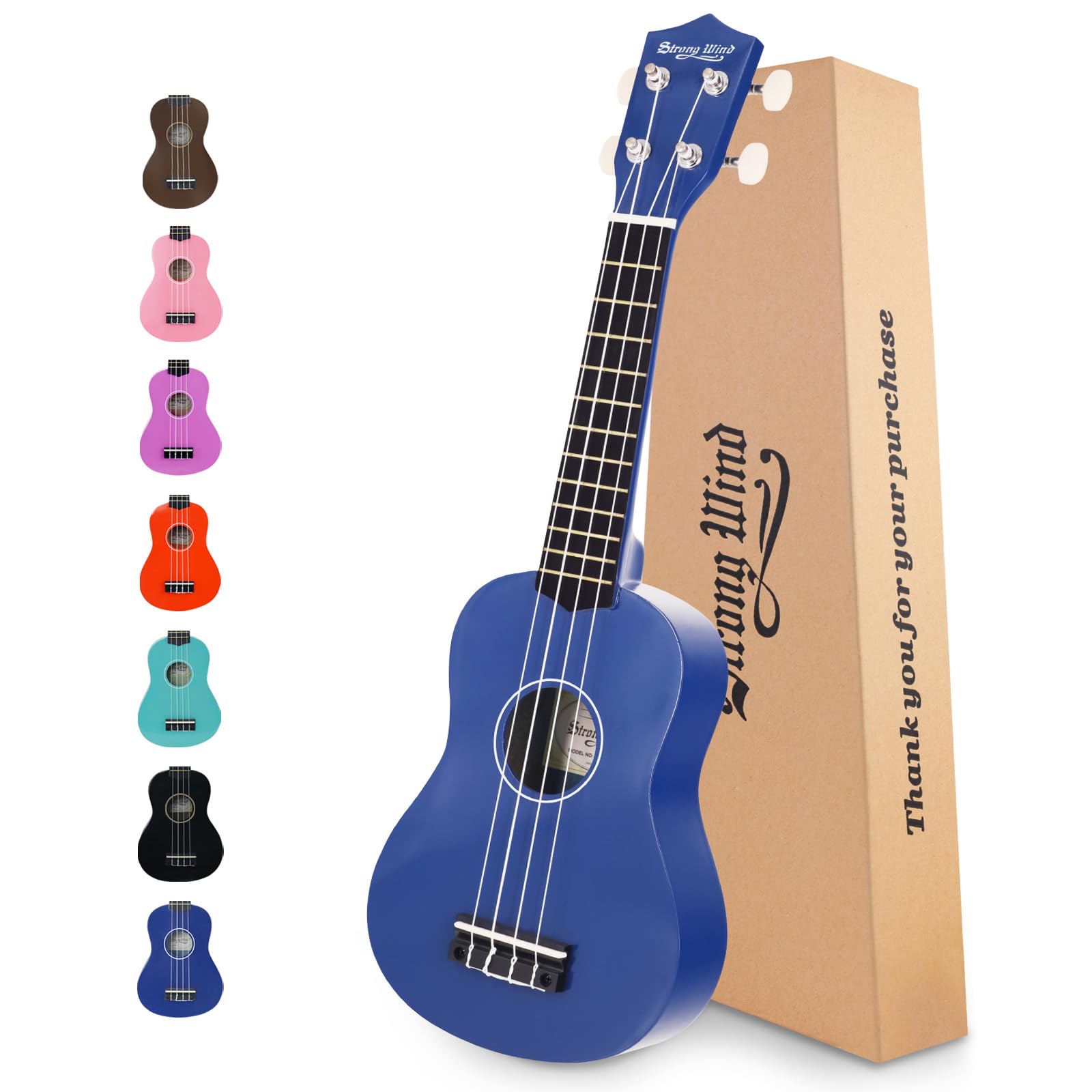 Strong Wind Soprano Ukulele 21 Inch Basswood Ukeleles For Beginners Four Strings Hawaiian Guitar Ukulele For Adults Teenagers Bl