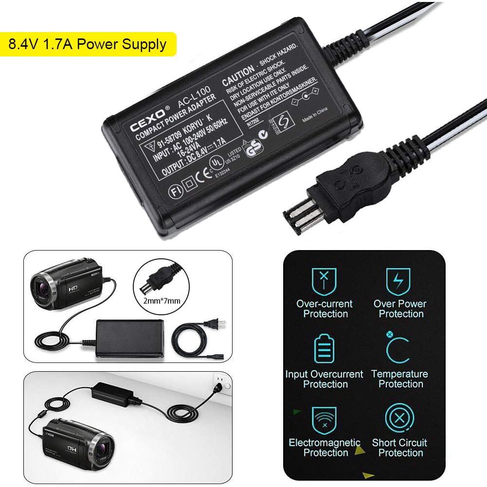 Cexo Ac L15 L100 Adapter Power Supply Charger, Compatible For Sony Handycam Camcorder Ccd Trv16,Ccd Trv25, Ccd Trv36,Ccd Trv37,C