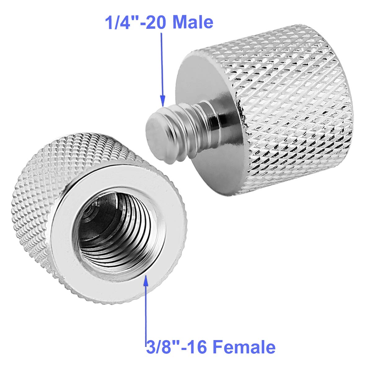Jomley 3/8 To 1/4 Adapter, 3/8'' 16 Female To 1/4'' 20 Male Thread Adapter For Camera Monitor, Mic Stand,Tripod   2 Pack
