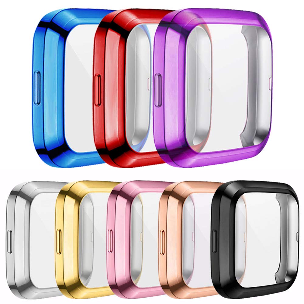 8 Pack] Screen Protector Case Compatible With Fitbit Versa 2 Smartwatch, All Around Tpu Plated Protective Cover Scratch Resistan