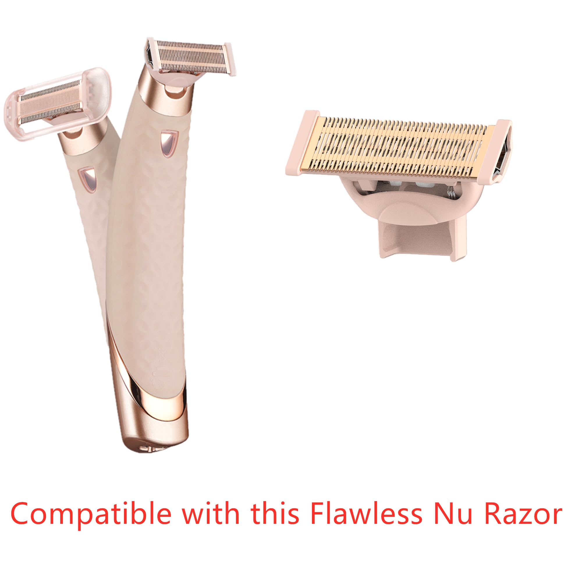 2 Pack Body Razor Replacement Heads For Flawless Nu Razor And Finish Touch Replacement Blades For Women,Rose Gold