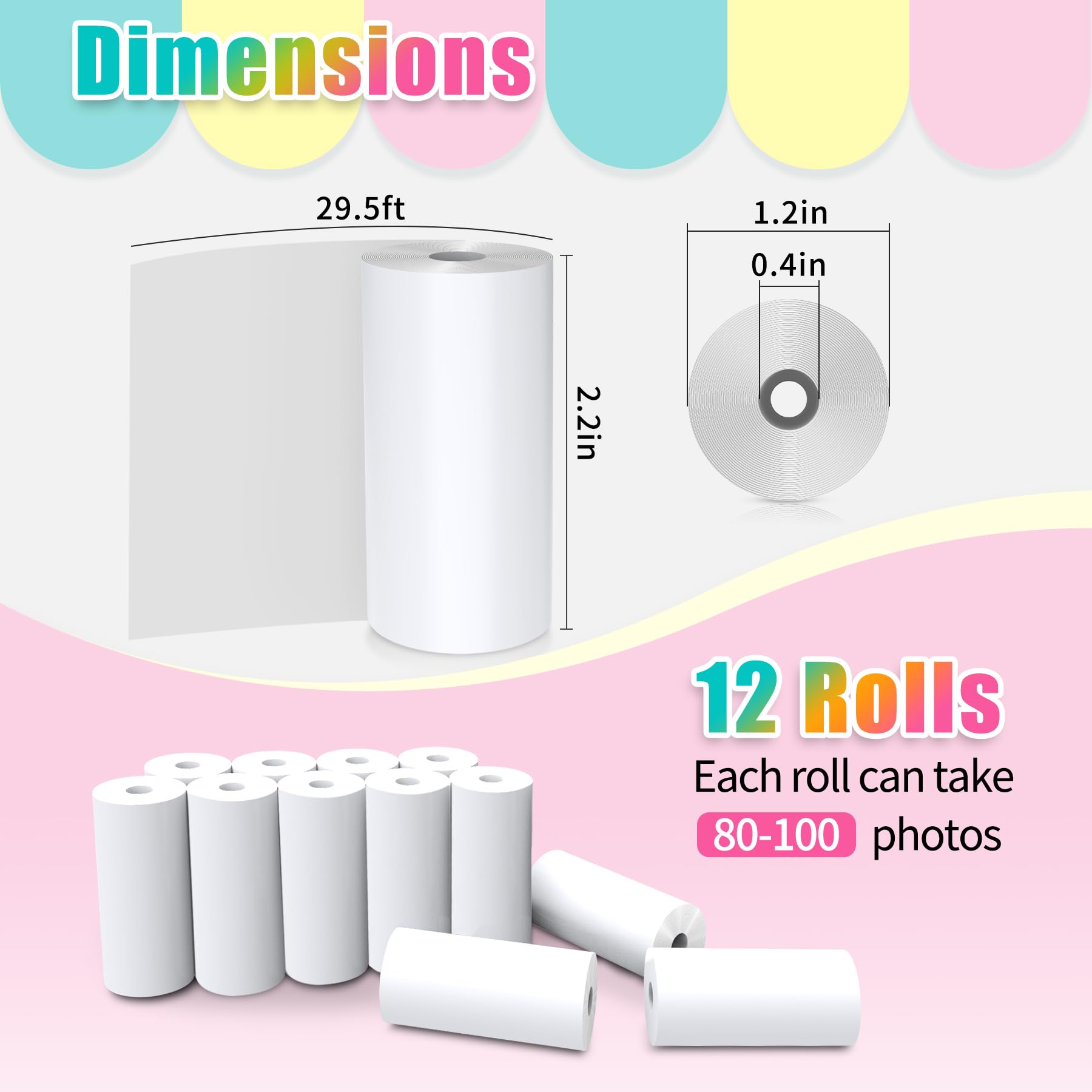 12 Rolls Instant Print Camera For Kids Refill Print Paper   Hikkon Thermal Print Paper Rolls Photo Print Hd Printing For Most Ki