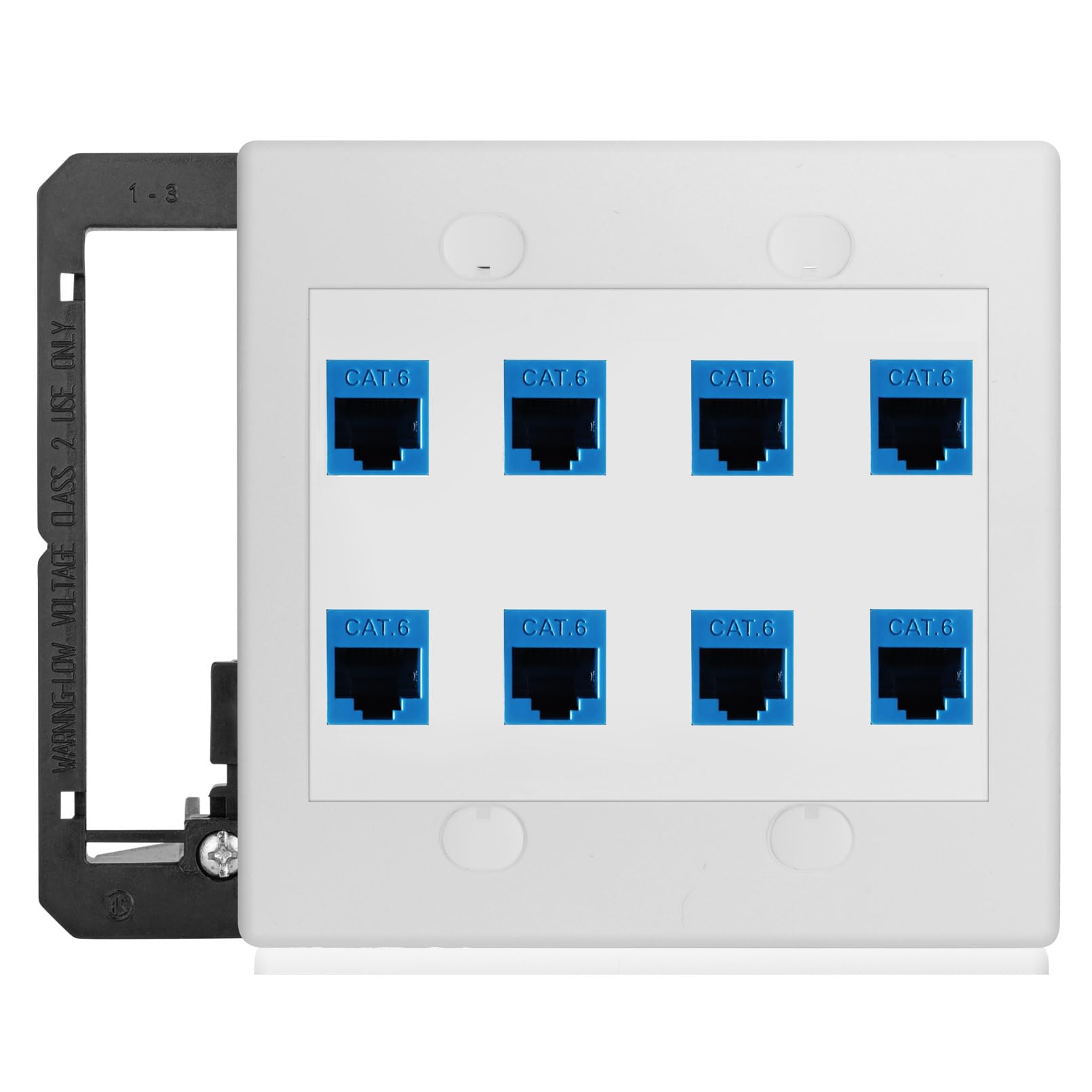8 Port Ethernet Wall Outlet Plate Cat6 Jack Rj45 Keystone Network Cables Inline Coupler Wires Connector Date Box Cover With 2Gan