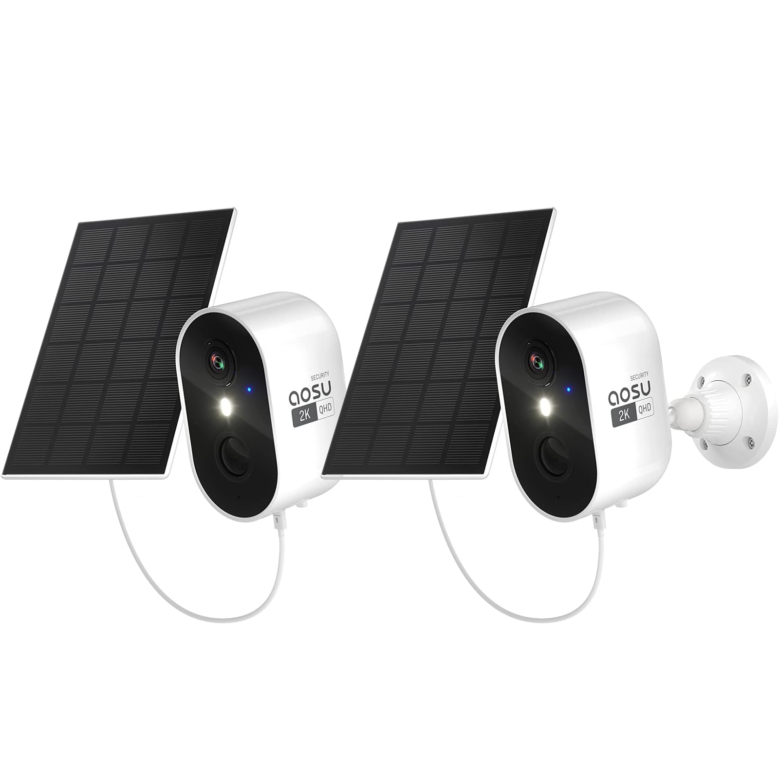 Aosu 2K Solar Security Cameras Wireless Outdoor, Solar Outdoor Camera For Home Security, Wifi Camera With Color Night Vision, Pir Human Detection, 2 Way Talk, Ip66 Waterproof (2 Pack)