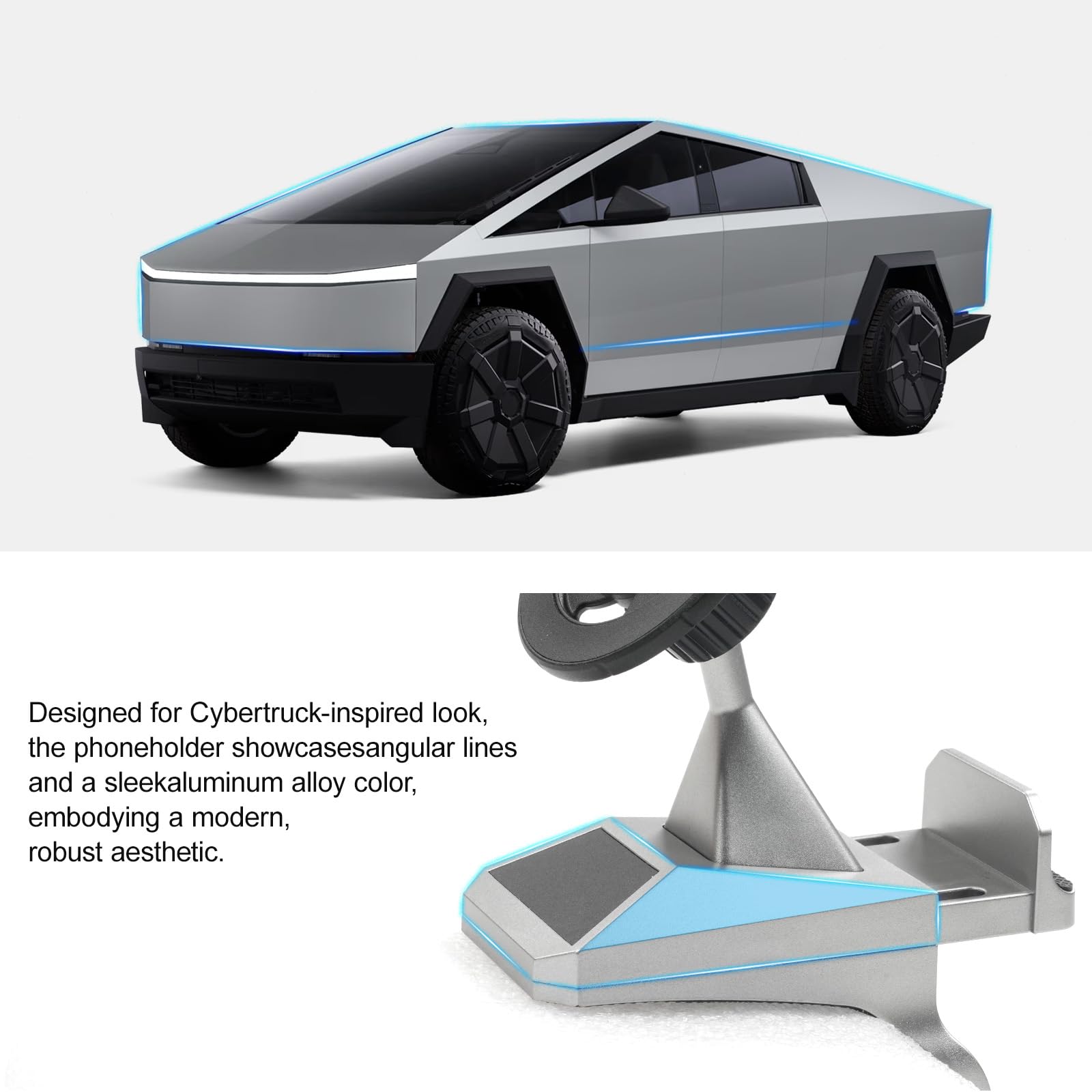 Elecfresh Phone Mount For Tesla Cybertruck Fit For All Phone, Magnetic Phone Holder For Cybertruck Accessories Can Be Adjusted 3