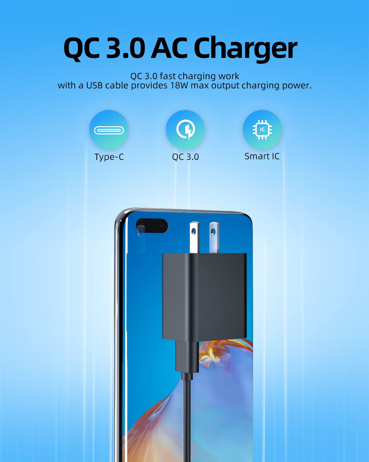 18W Type C Fast Charger Fit For Samsung Galaxy Tab A9+/A9 Plus 11 Inch 2023, Tab A7 10.4 Inch 2020, Tab A7 Lite 8.7 Inch 2021 Usb C Tablet