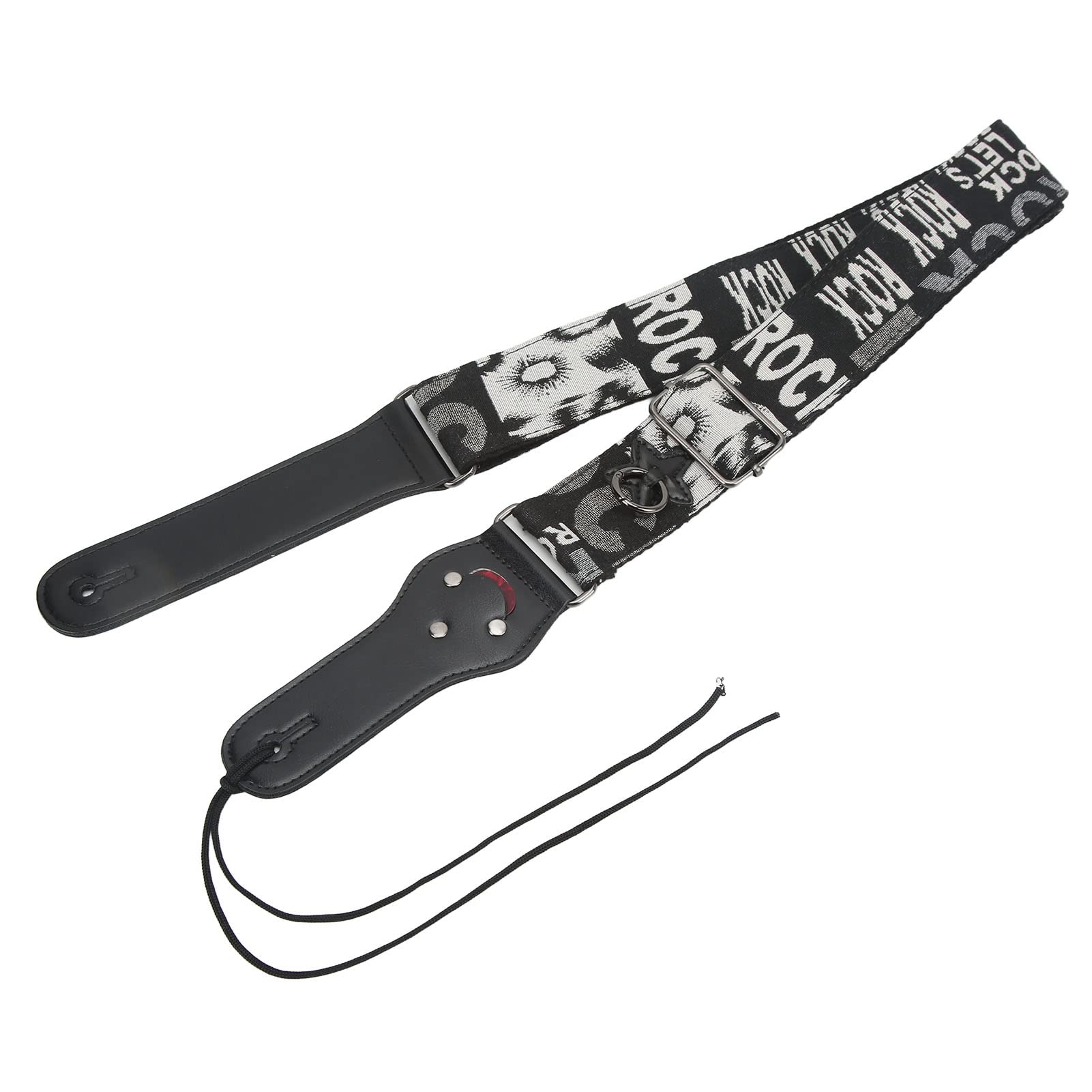 Ubervia Guitar Strap, Long Service Life Bass Shoulder Strap Great Replacement Comfortable with Guitar Pick for Daily Use (Black 