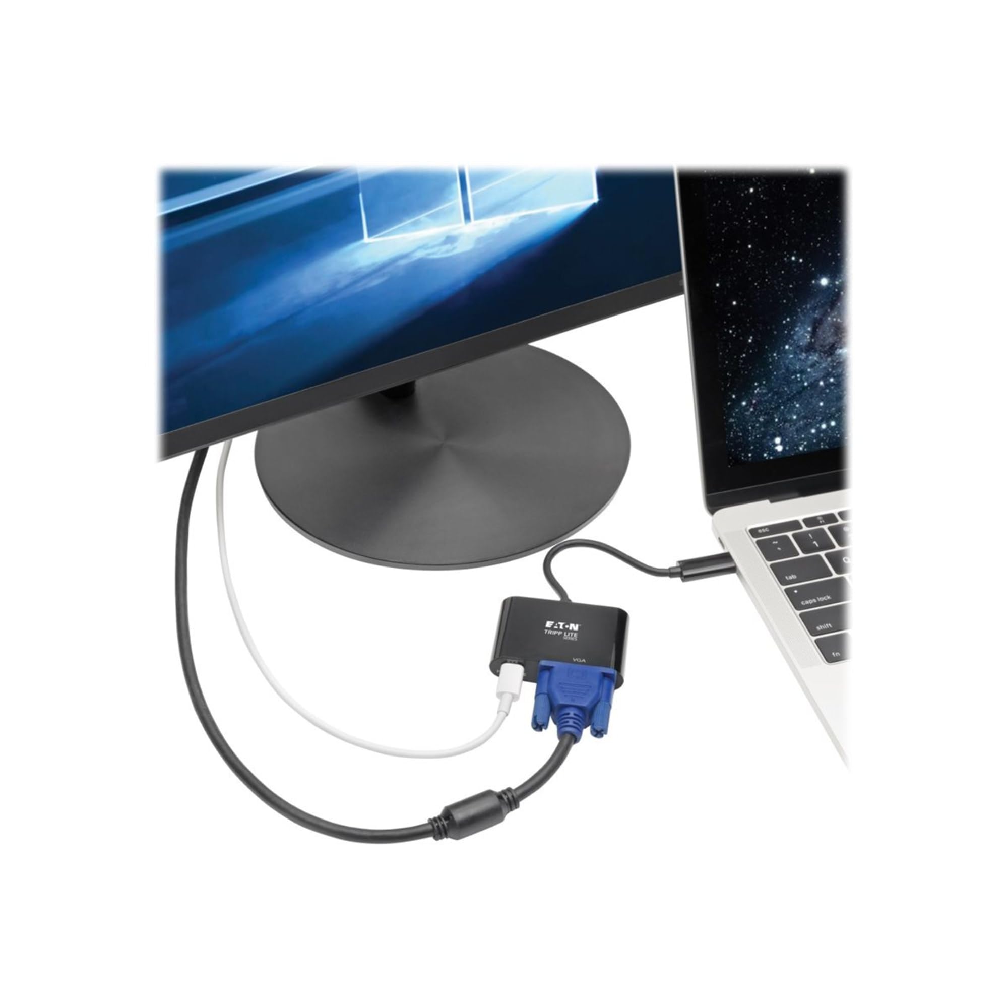 Tripp Lite Usb C To Vga Adapter Converter W/Pd Charging 1080P Black Usb 3.1 Gen 1 Thunderbolt 3 Usb Type C To Vga (U444-06N-Vb-C