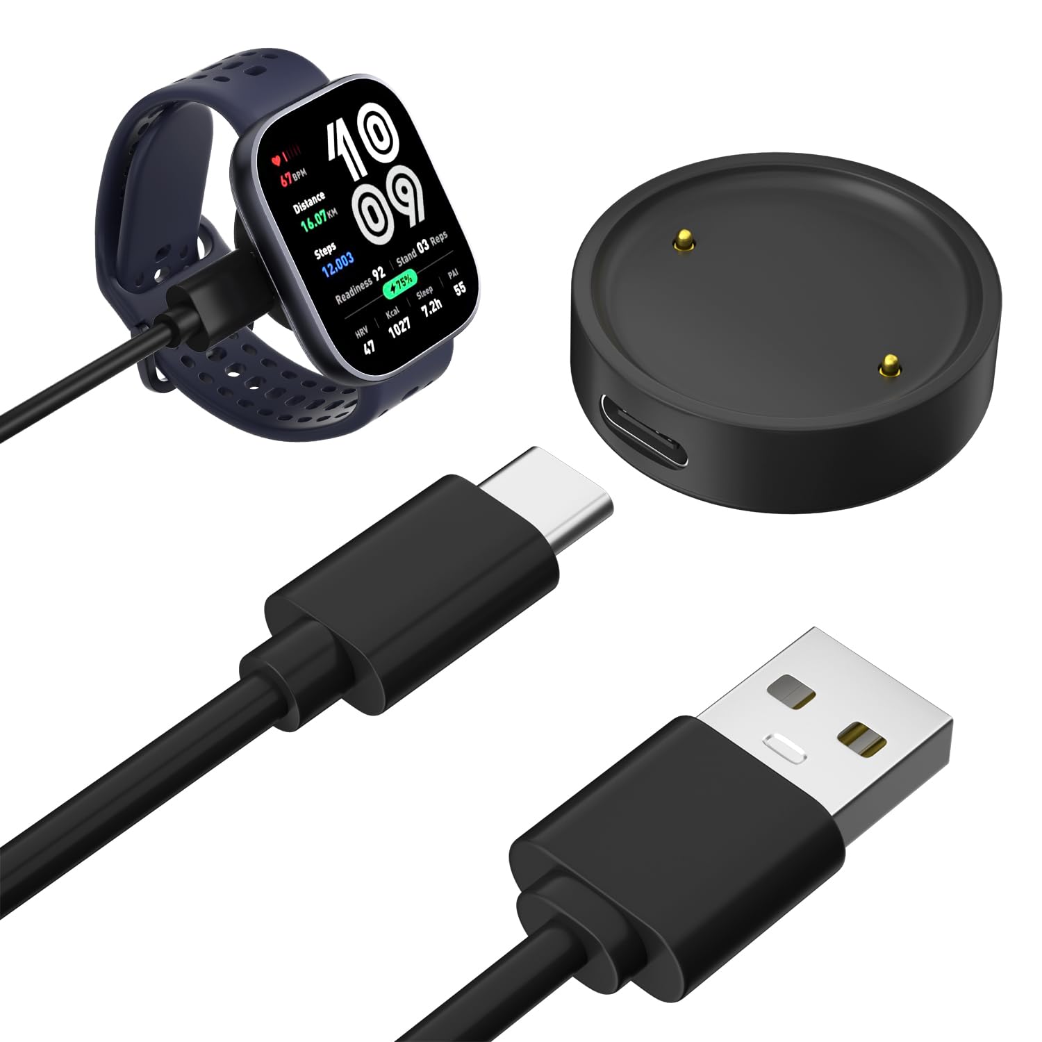 GAMOREK Charger for Amazfit Bip 6/Active 2, Replacement Smart Watch Charger 3.3Ft USB Magnetic Charging Cable Cord