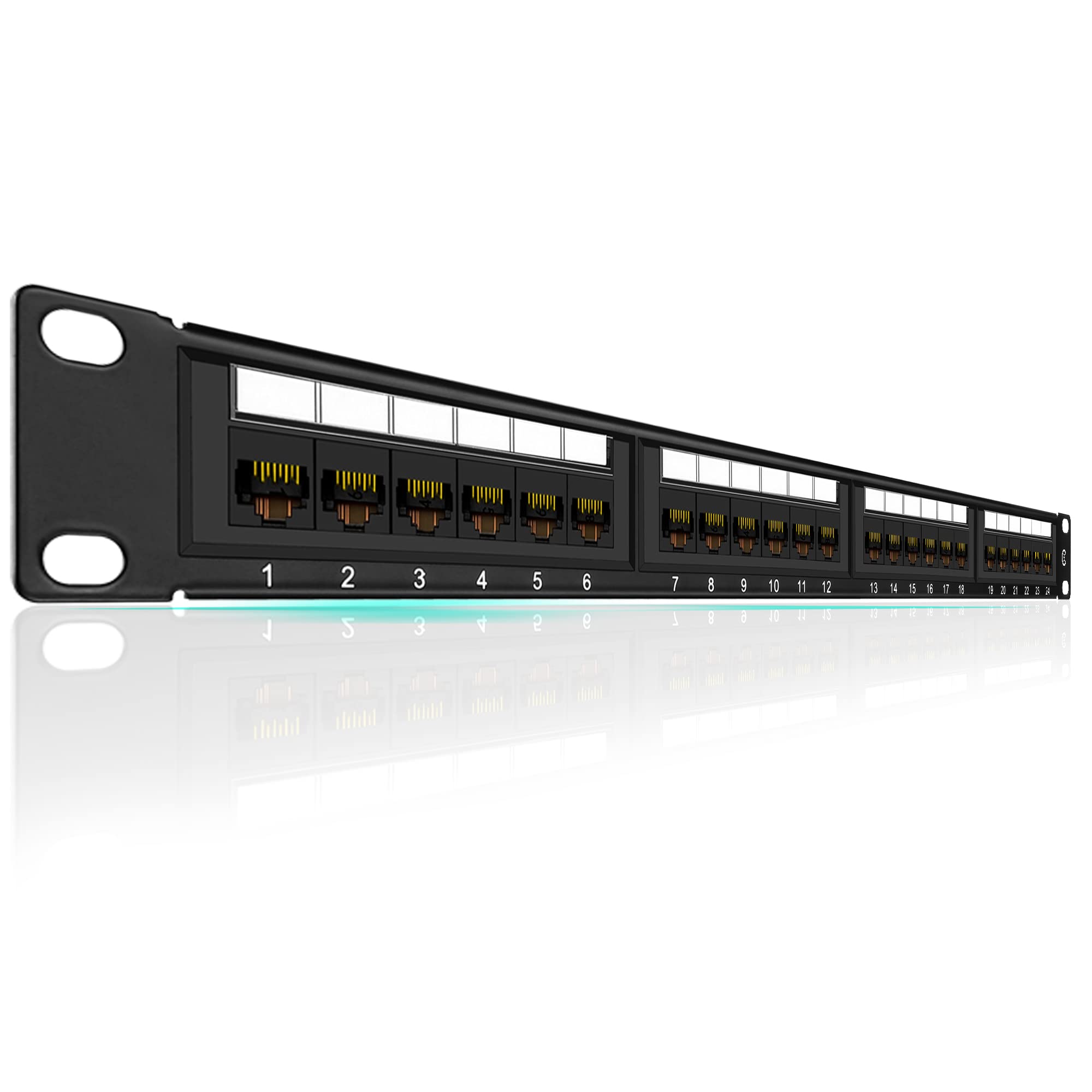 Rapink Patch Panel 24 Port Cat6 10G Support, Network Patch Panel Utp 19 Inch, Wallmount Or Rackmount 1U Ethernet Patch Panel Punch Down Block For Cat6, Cat5E, Cat5 Cabling