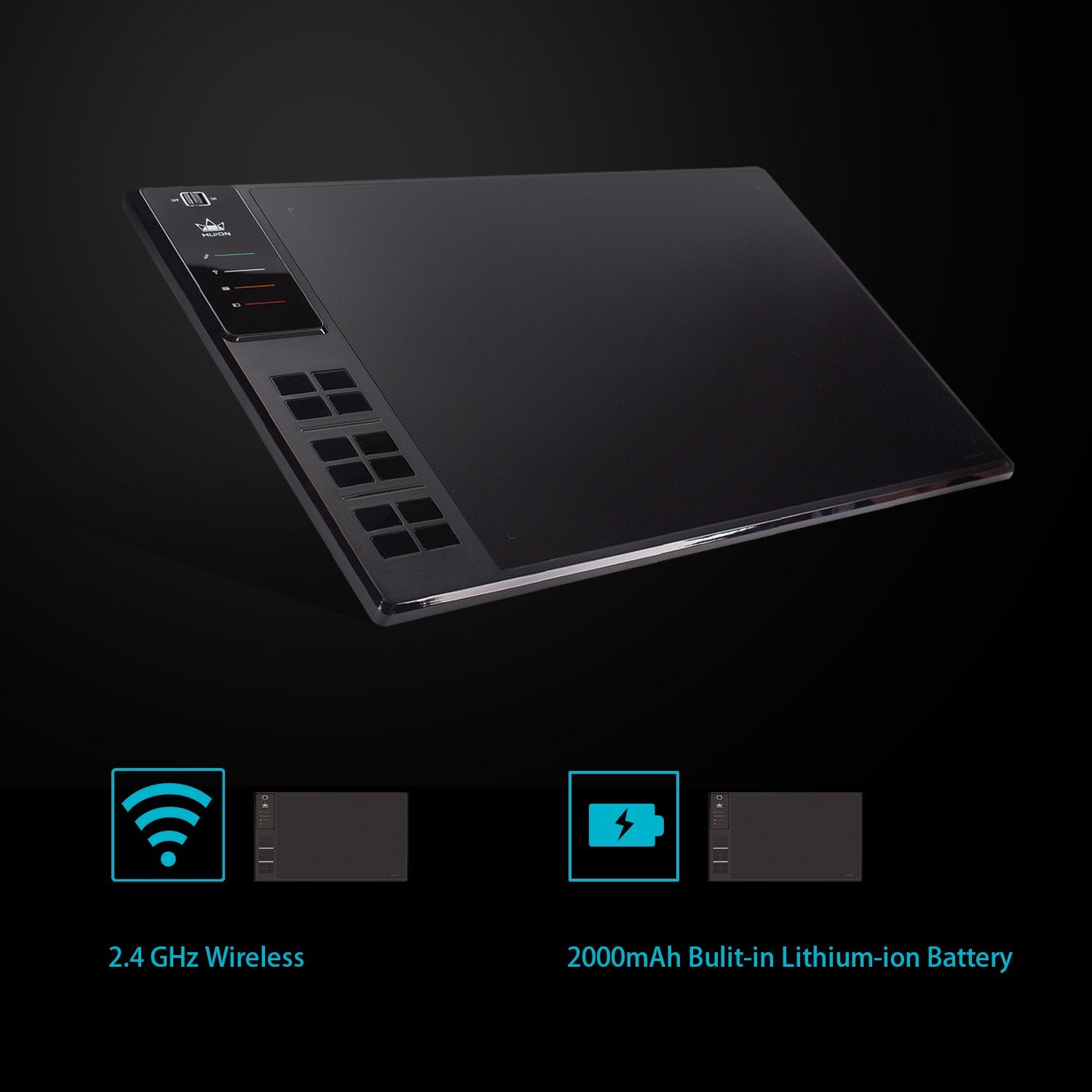 Huion Wh1409 Wireless Graphic Drawing Tablet 8192 Pen Pressure Pen Tablet With 12 Press Keys