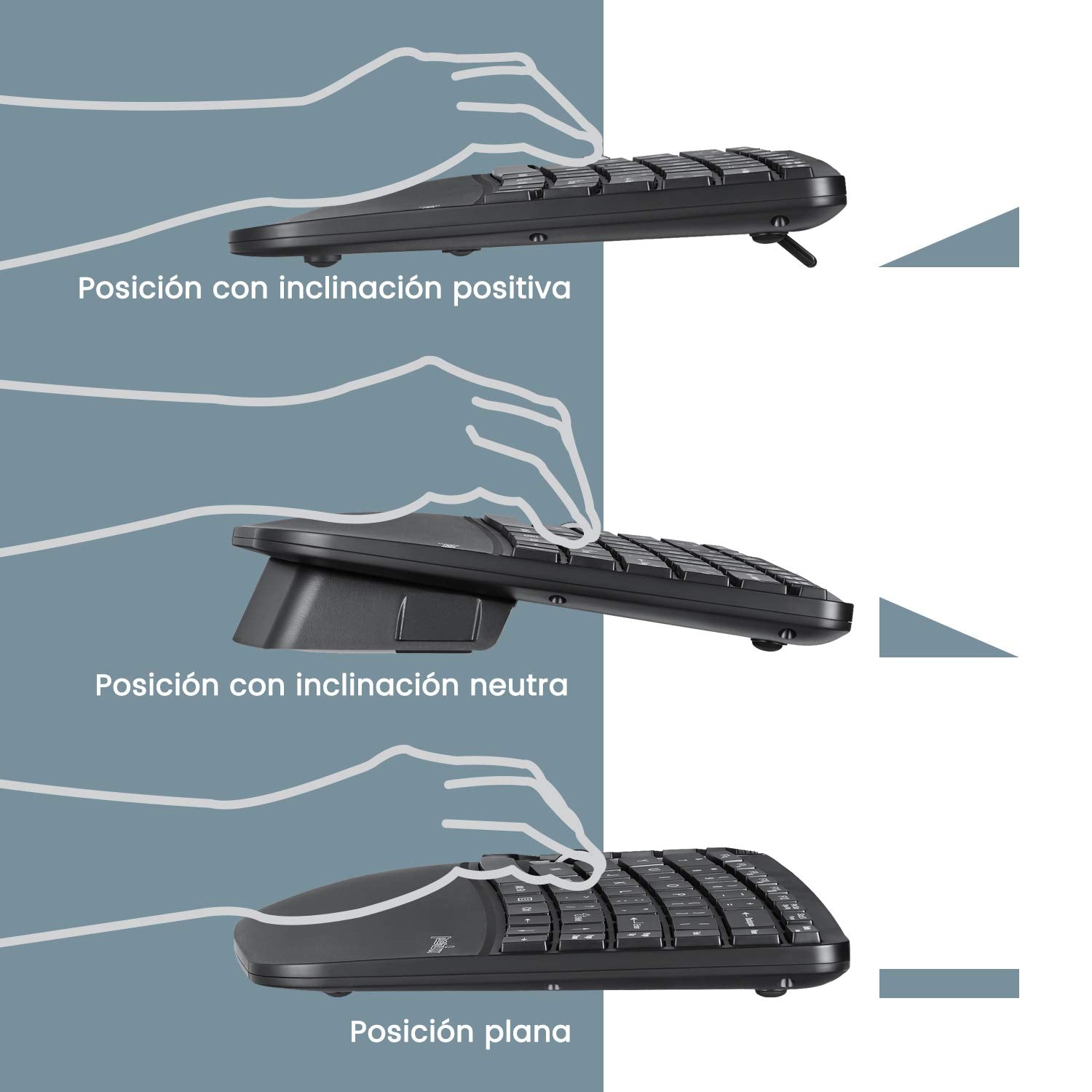 Perixx Periduo 606 Es Set De Teclado Compacto Ergon  Mico Inal  Mbrico Y Rat  N Vertical Port  Til   Con Reposa Mueca Ajustable