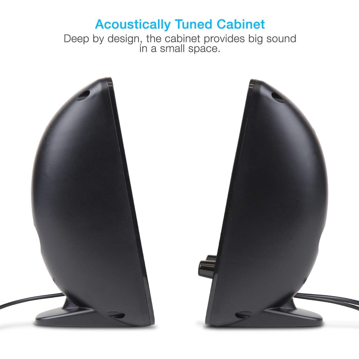 Cyber Acoustics Ca 2050 2.0 Speaker System, 3.5Mm Stereo Multimedia Desktop Computer Speaker, Separate Headphone Output, Volume