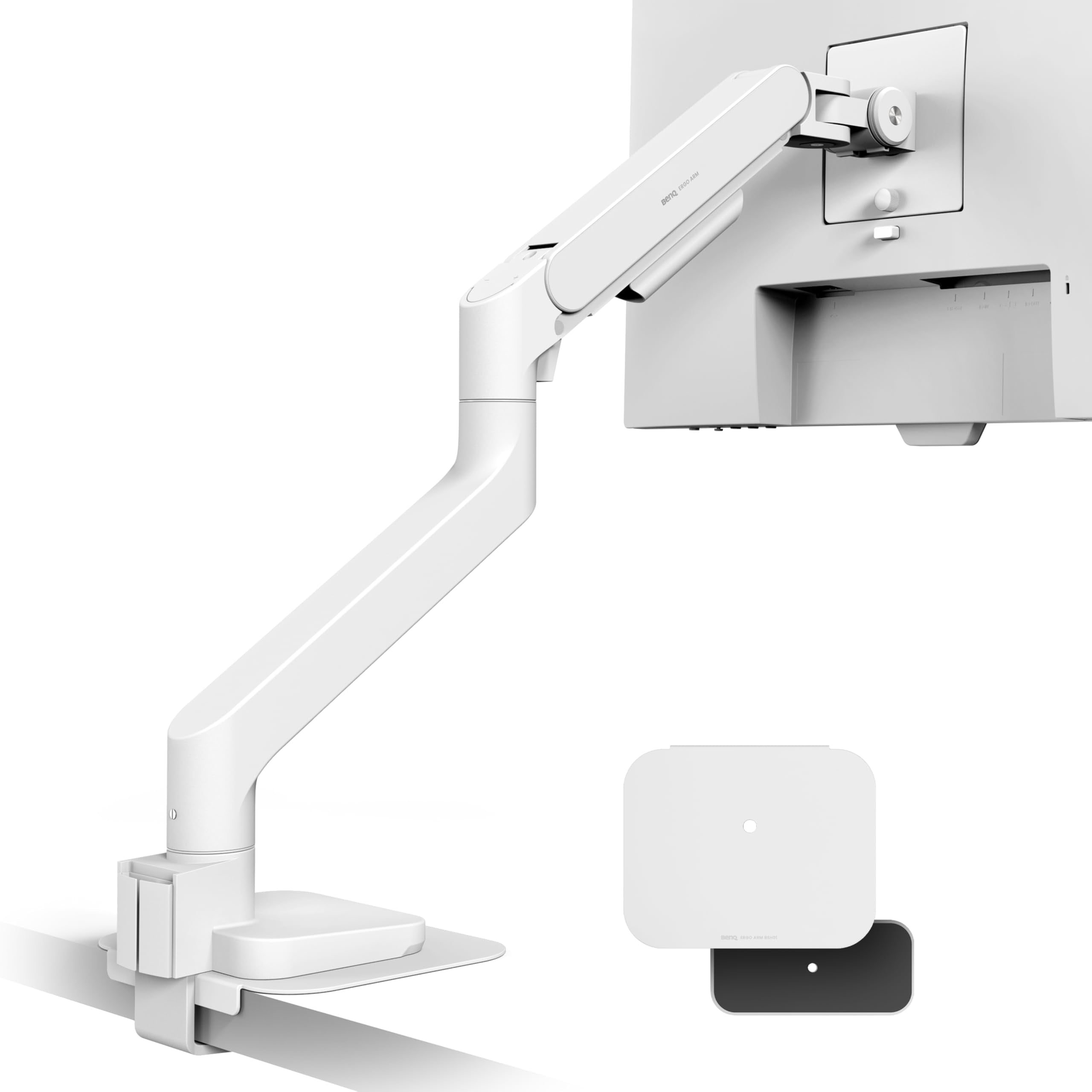 Benq Bsh02 Ergo Monitor Arm Heavy Duty Gas Spring|Supports Upto 45 & 20Kg Monitor Screens|Desk Mount With Top C Clamp/Grommet 