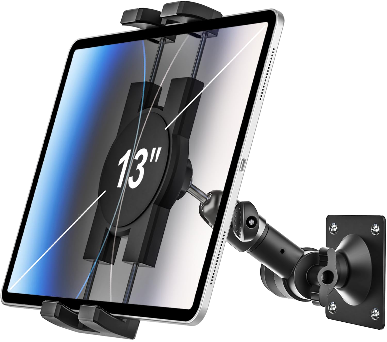 Woleyi Tablet Wall Mount For Ipad - [360 Adjustable Arm] Tablet Holder Stand For Kitchen Cabinet, Under Counter, Desk, For 4-13'