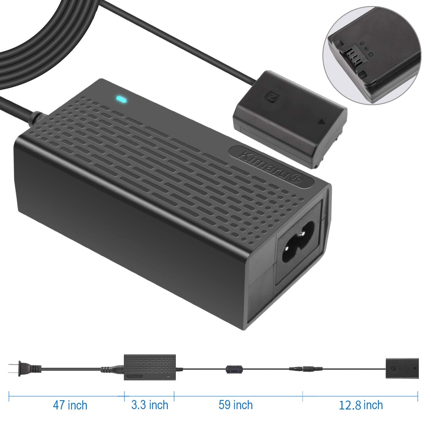 Kimaru Np Fz100 Dummy Battery Ac Power Supply Adapter Kit For Sony Alpha A6600 A6700 Zv E1, Fx3 Fx30 A7Cii Zv E10Ii, A7C A7Cr A1 A7Iii A7Iv A7Riii A7Riv A7Rv A7Siii A9 A9Ii A9R A9S Cameras.