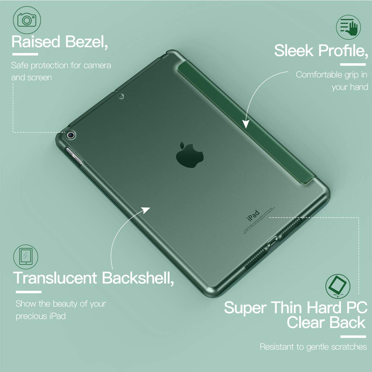 Timovo For Ipad 10.2 Case Ipad 9Th Generation 2021/ Ipad 8Th Generation 2020/ Ipad 7Th Generation 2019 Case,Slim Translucent Har